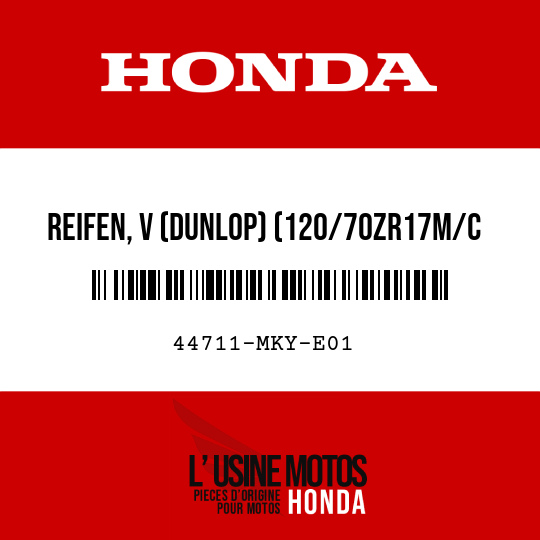 image de 44711-MKY-E01 REIFEN, V (DUNLOP) (120/70ZR17M/C 58W)