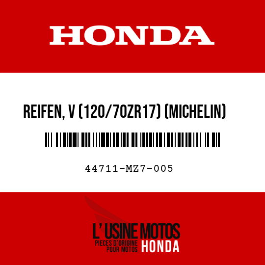 image de 44711-MZ7-005 REIFEN, V (120/70ZR17) (MICHELIN)