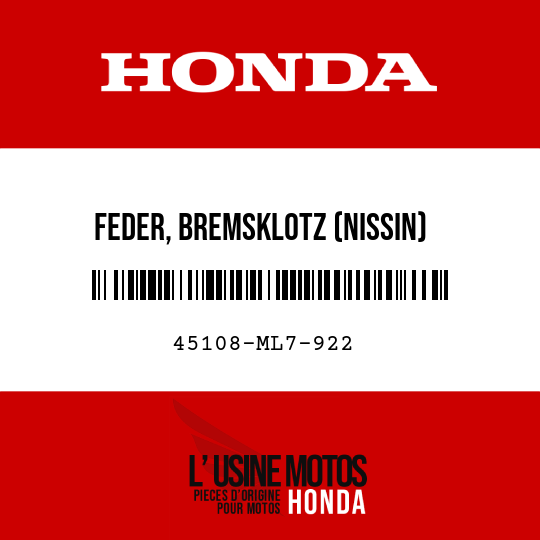 image de 45108-ML7-922 FEDER, BREMSKLOTZ (NISSIN)