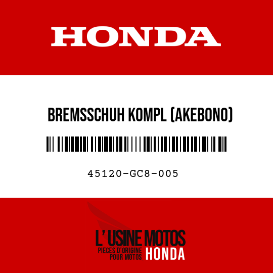 image de 45120-GC8-005 BREMSSCHUH KOMPL (AKEBONO)