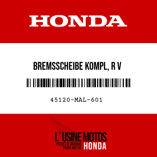 image de 45120-MAL-601 BREMSSCHEIBE KOMPL, R V