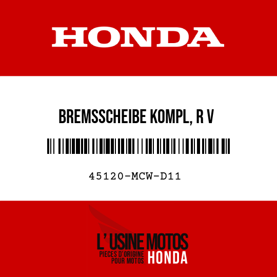 image de 45120-MCW-D11 BREMSSCHEIBE KOMPL, R V