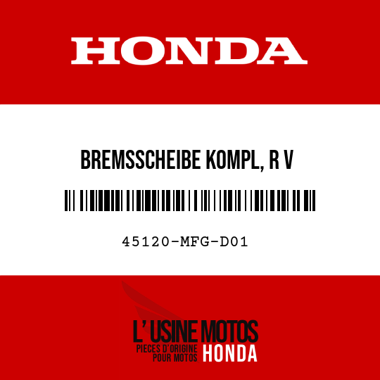 image de 45120-MFG-D01 BREMSSCHEIBE KOMPL, R V