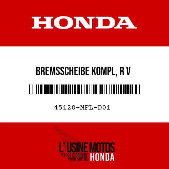 image de 45120-MFL-D01 BREMSSCHEIBE KOMPL, R V