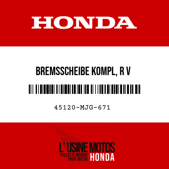 image de 45120-MJG-671 BREMSSCHEIBE KOMPL, R V