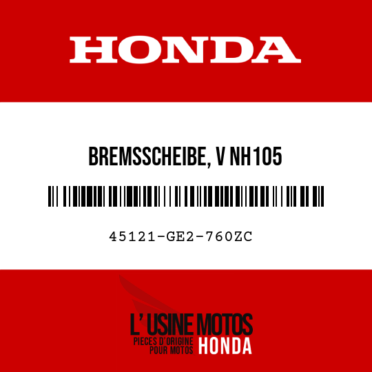 image de 45121-GE2-760ZC BREMSSCHEIBE, V NH105 