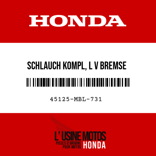 image de 45125-MBL-731 SCHLAUCH KOMPL, L V BREMSE