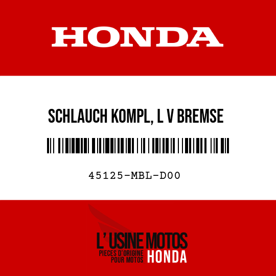 image de 45125-MBL-D00 SCHLAUCH KOMPL, L V BREMSE