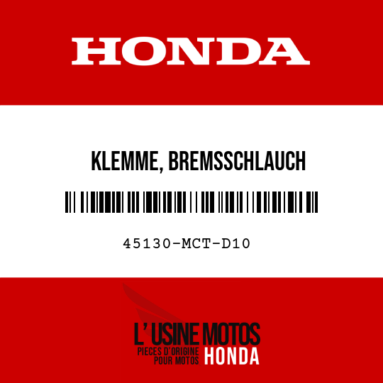image de 45130-MCT-D10 KLEMME, BREMSSCHLAUCH