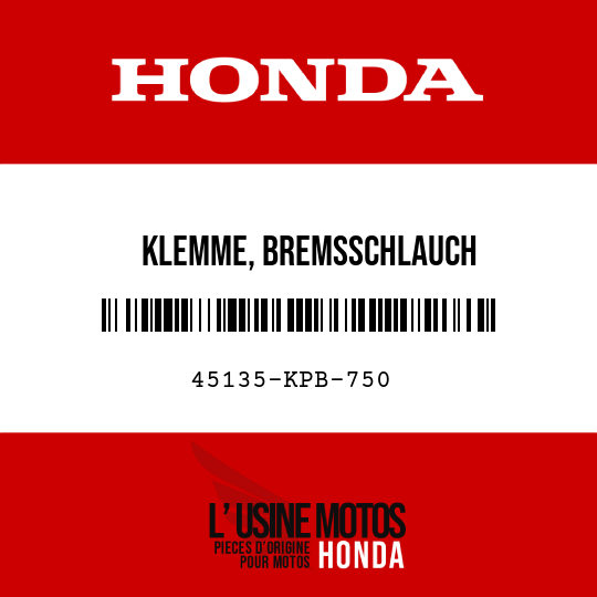 image de 45135-KPB-750 KLEMME, BREMSSCHLAUCH