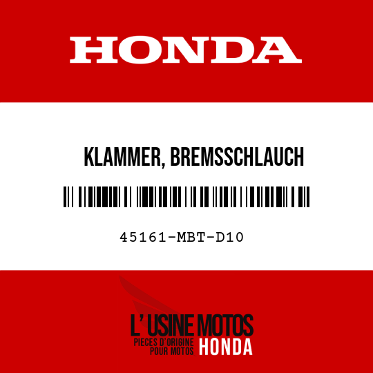 image de 45161-MBT-D10 KLAMMER, BREMSSCHLAUCH