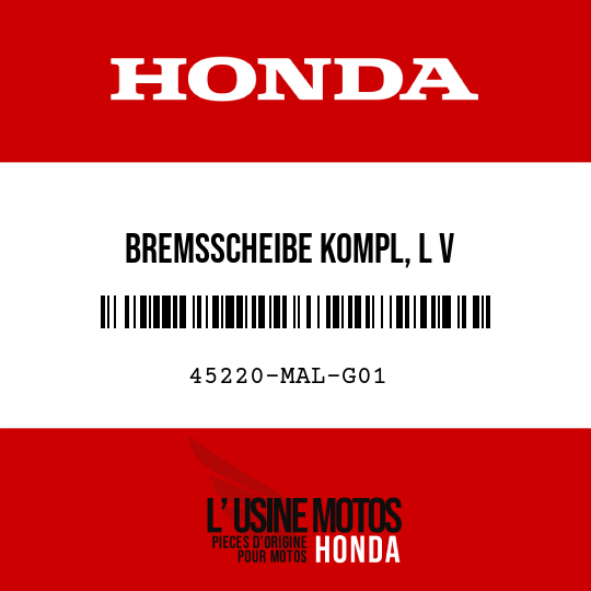 image de 45220-MAL-G01 BREMSSCHEIBE KOMPL, L V