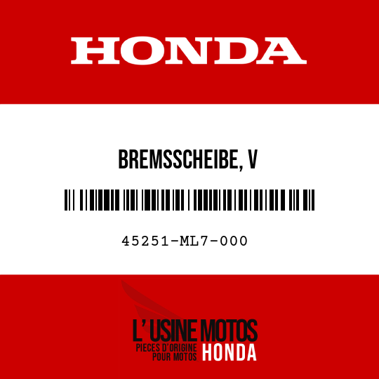 image de 45251-ML7-000 BREMSSCHEIBE, V