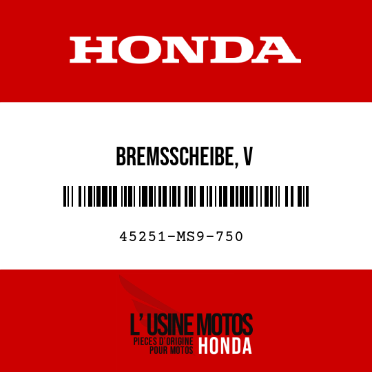 image de 45251-MS9-750 BREMSSCHEIBE, V
