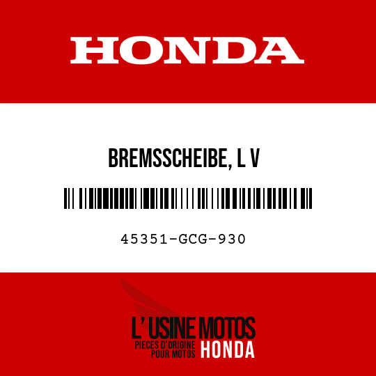 image de 45351-GCG-930 BREMSSCHEIBE, L V