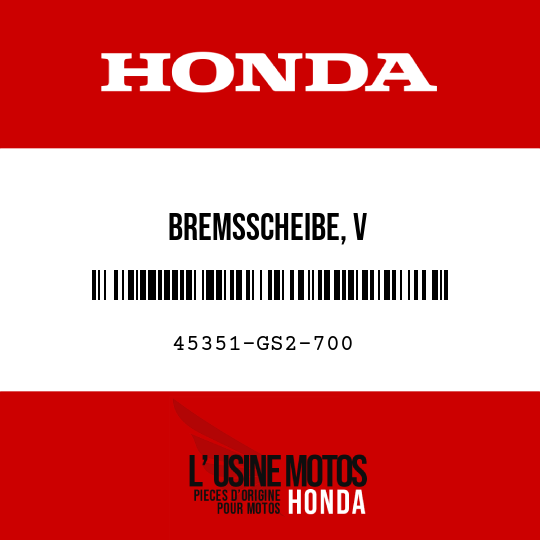 image de 45351-GS2-700 BREMSSCHEIBE, V
