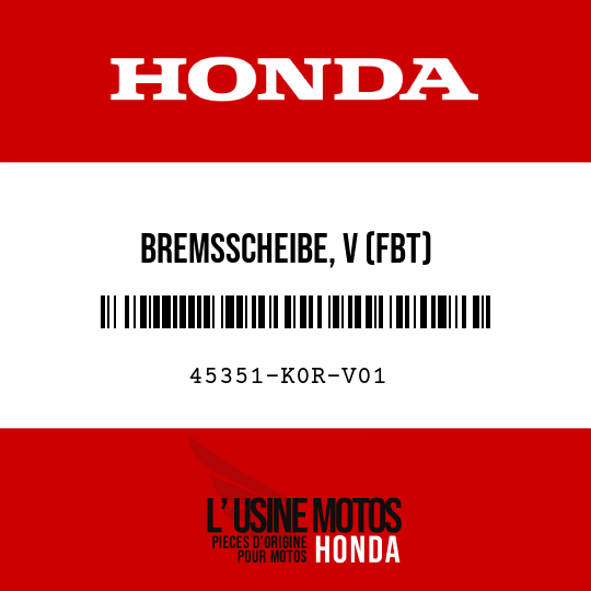 image de 45351-K0R-V01 BREMSSCHEIBE, V (FBT)