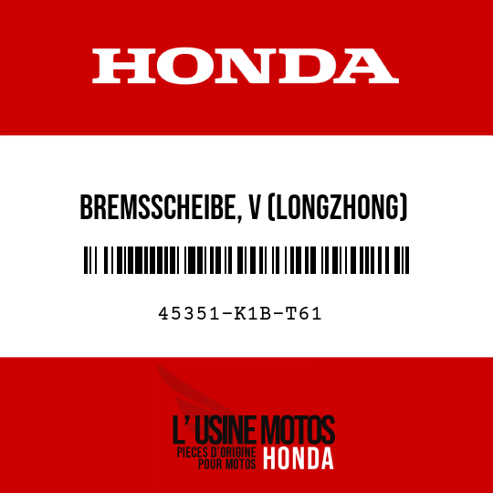 image de 45351-K1B-T61 BREMSSCHEIBE, V (LONGZHONG)