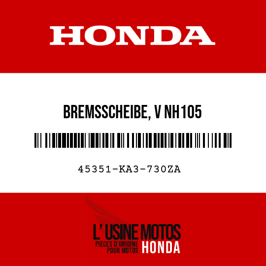 image de 45351-KA3-730ZA BREMSSCHEIBE, V NH105 