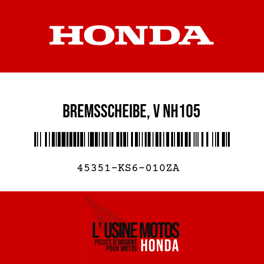 image de 45351-KS6-010ZA BREMSSCHEIBE, V NH105 