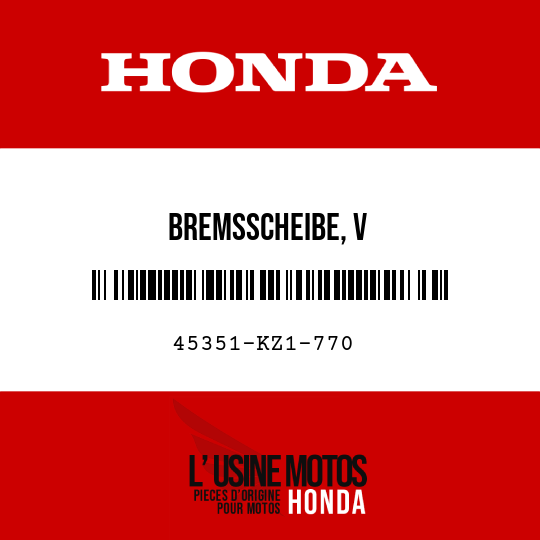 image de 45351-KZ1-770 BREMSSCHEIBE, V