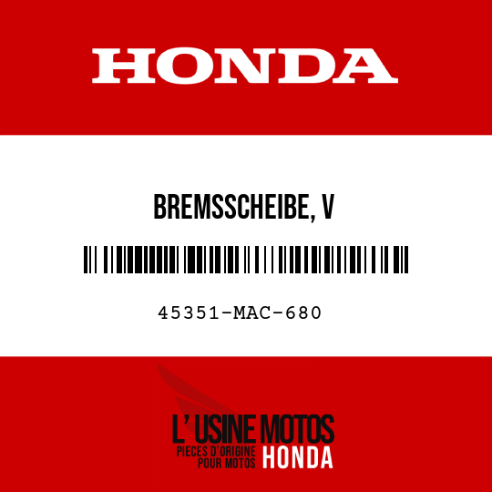 image de 45351-MAC-680 BREMSSCHEIBE, V