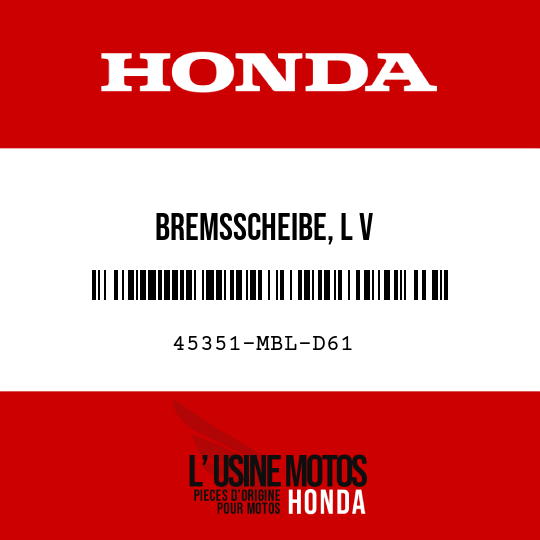 image de 45351-MBL-D61 BREMSSCHEIBE, L V