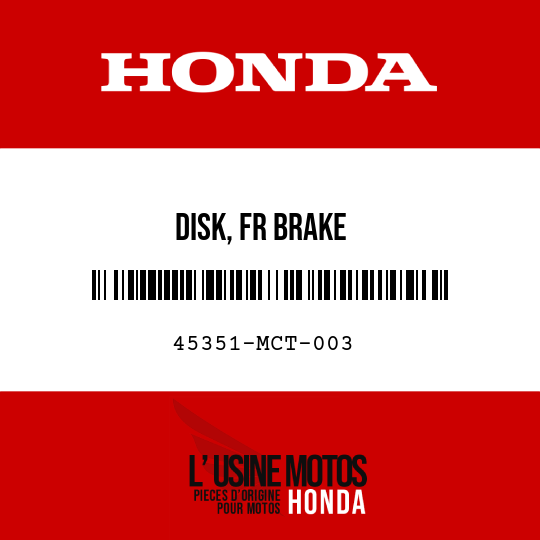 image de 45351-MCT-003 DISK, FR BRAKE