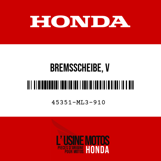 image de 45351-ML3-910 BREMSSCHEIBE, V