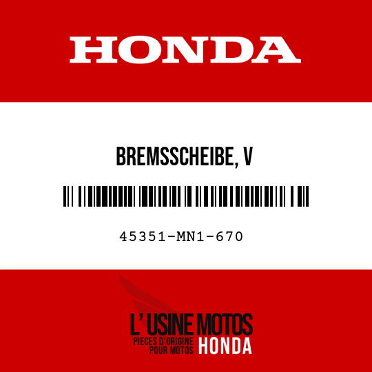 image de 45351-MN1-670 BREMSSCHEIBE, V