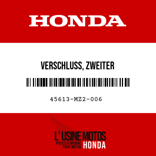 image de 45613-MZ2-006 VERSCHLUSS, ZWEITER HAUPTBREMSZYLINDER