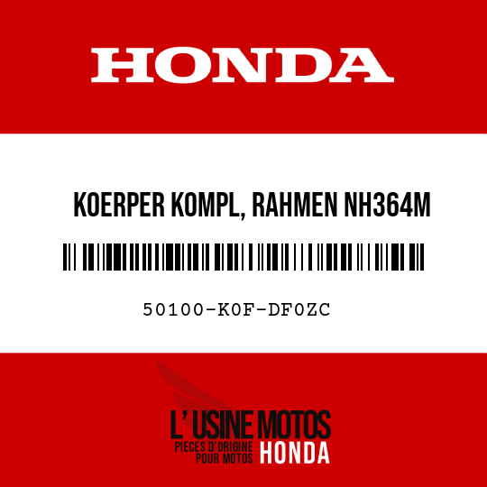 image de 50100-K0F-DF0ZC KOERPER KOMPL, RAHMEN NH364M (NH364M SHEEN SILBER-METALLIC)