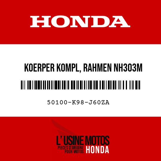 image de 50100-K98-J60ZA KOERPER KOMPL, RAHMEN NH303M (NH303M MAT AXIS, GRAU-METALLIC)
