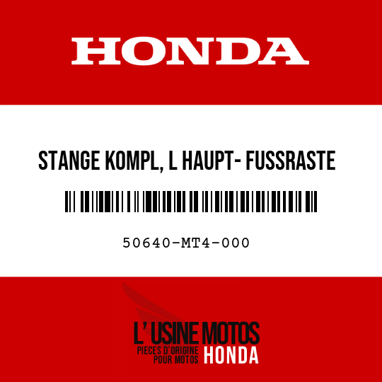 image de 50640-MT4-000 STANGE KOMPL, L HAUPT- FUSSRASTE