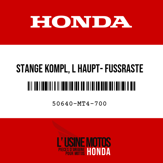 image de 50640-MT4-700 STANGE KOMPL, L HAUPT- FUSSRASTE