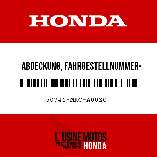 image de 50741-MKC-A00ZC ABDECKUNG, FAHRGESTELLNUMMER- PLATTE NHA86M