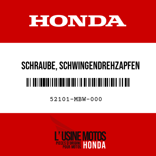 image de 52101-MBW-000 SCHRAUBE, SCHWINGENDREHZAPFEN