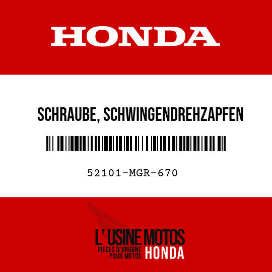 image de 52101-MGR-670 SCHRAUBE, SCHWINGENDREHZAPFEN