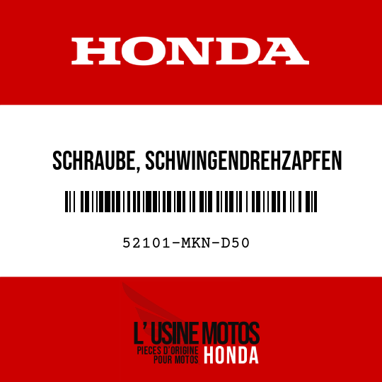 image de 52101-MKN-D50 SCHRAUBE, SCHWINGENDREHZAPFEN
