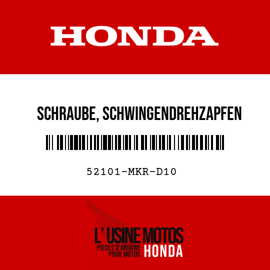 image de 52101-MKR-D10 SCHRAUBE, SCHWINGENDREHZAPFEN