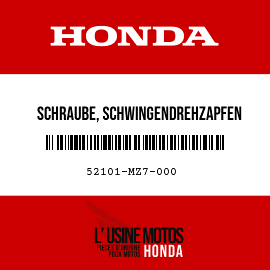 image de 52101-MZ7-000 SCHRAUBE, SCHWINGENDREHZAPFEN