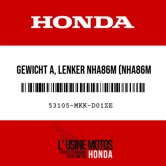 image de 53105-MKK-D01ZE GEWICHT A, LENKER NHA86M (NHA86M SCHWARZ-METALLIC, BADASS)