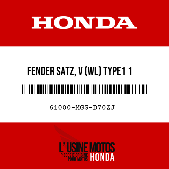 image de 61000-MGS-D70ZJ FENDER SATZ, V (WL) TYPE1 1