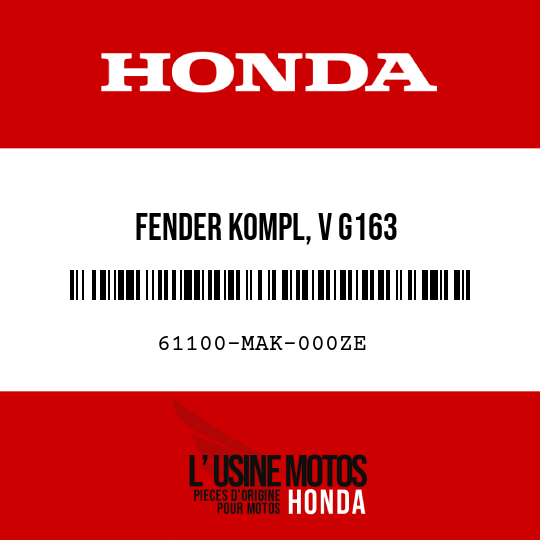 image de 61100-MAK-000ZE FENDER KOMPL, V G163 