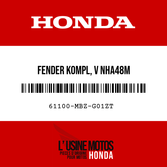 image de 61100-MBZ-G01ZT FENDER KOMPL, V NHA48M 