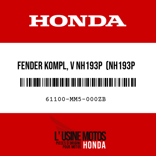 image de 61100-MM5-000ZB FENDER KOMPL, V NH193P  (NH193P PERL-KRISTALLWEISS)