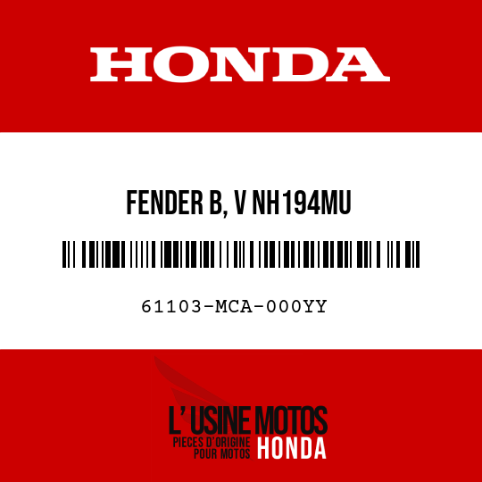 image de 61103-MCA-000YY FENDER B, V NH194MU