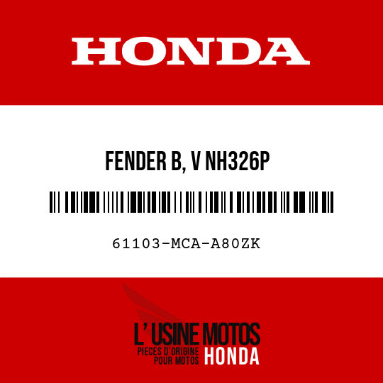 image de 61103-MCA-A80ZK FENDER B, V NH326P 