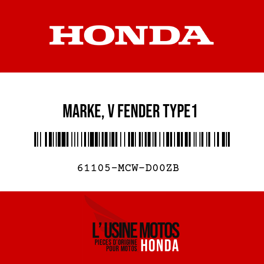 image de 61105-MCW-D00ZB MARKE, V FENDER TYPE1