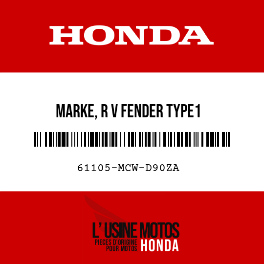 image de 61105-MCW-D90ZA MARKE, R V FENDER TYPE1